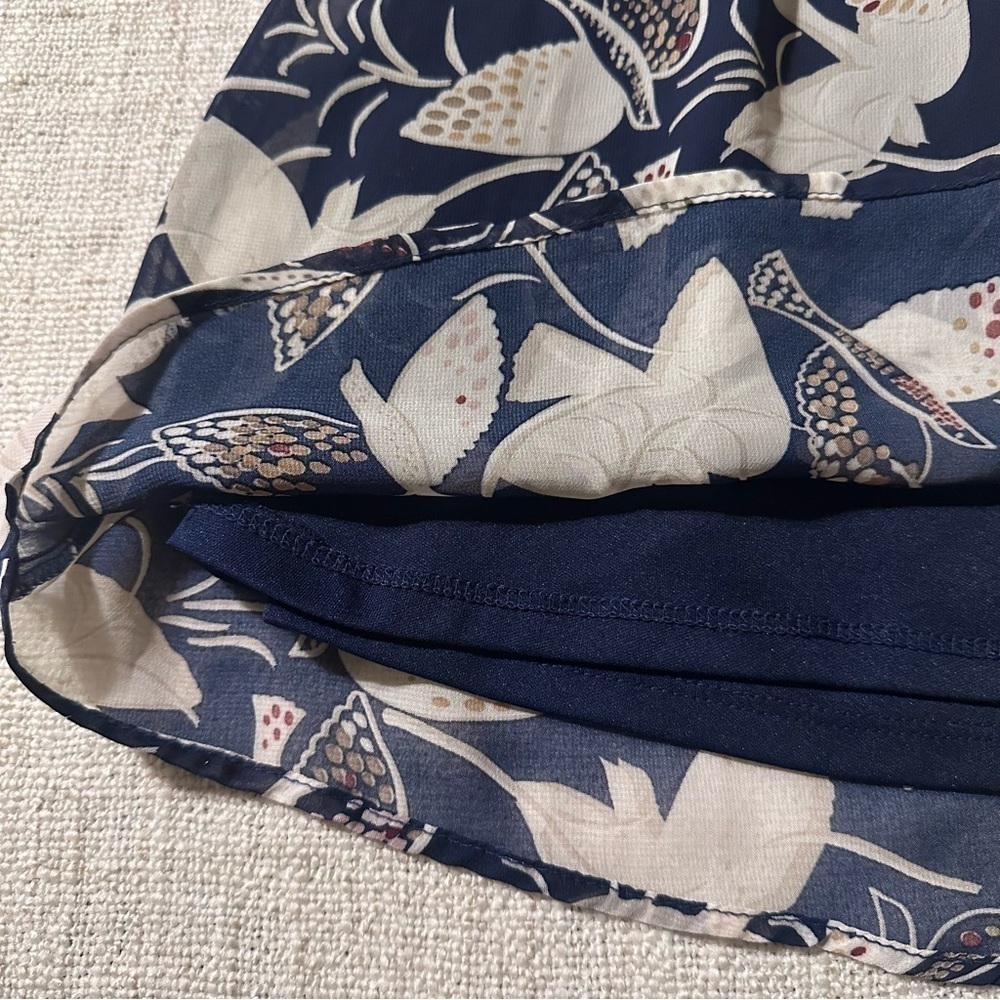 OLD NAVY Navy Blue White Dove Pleated Mini Skirt Bird Chiffon Whimsical Women XS - Picture 5 of 13